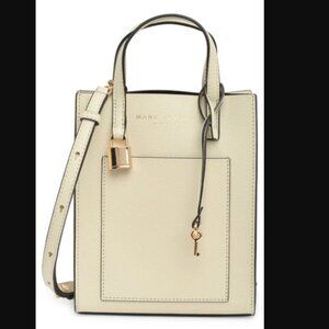 MARC JACOBS Micro Leather Tote Marshmallow white lock key crossbody NWT summer